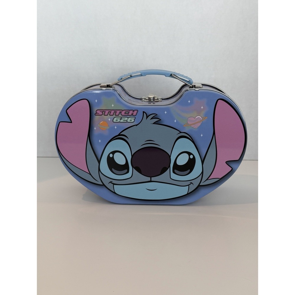 Disney Lilo & Stitch Easter Purple Tin Carrier With Handle Gift Box New